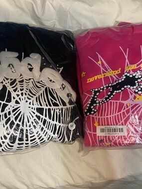 Sp5der Hoodie Black and White 1 Size Medium Left
